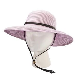 Sloggers Wide Brim Braided Lavender Sun Hat with Wind Lanyard. UPF 50+ Sz Medium